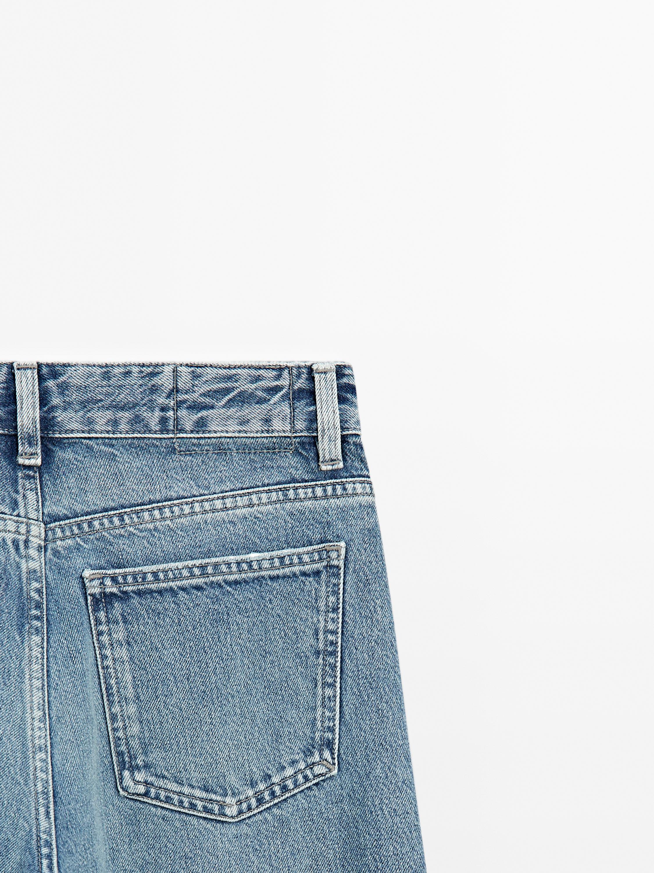 Mid-rise wide-leg jeans with studs